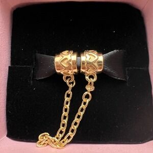 Pandora Moments Hearts Safety Chain 14k Solid Gold 759519C00-05